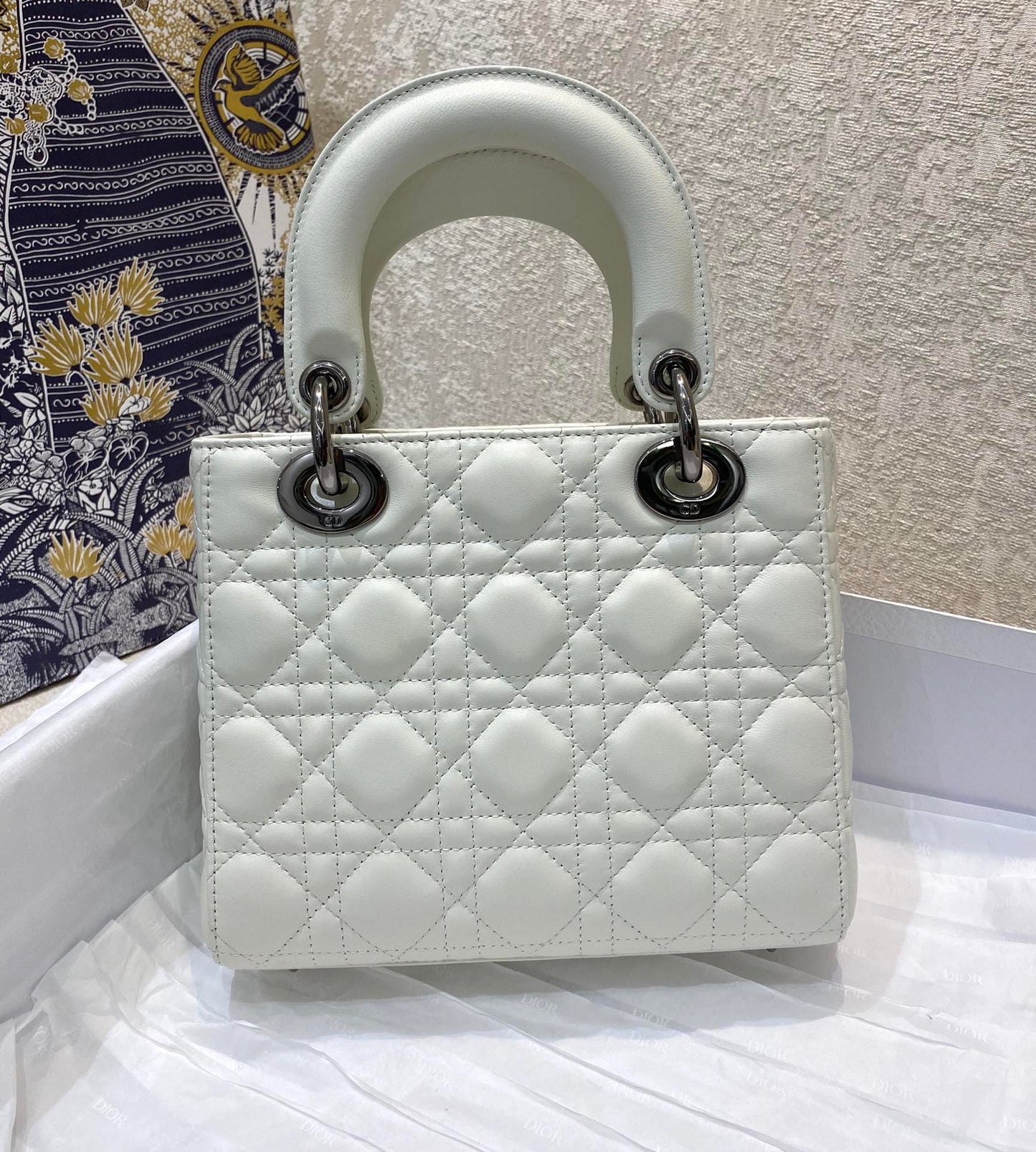 Luxury Diorsmall lady 20 white lambskin shw