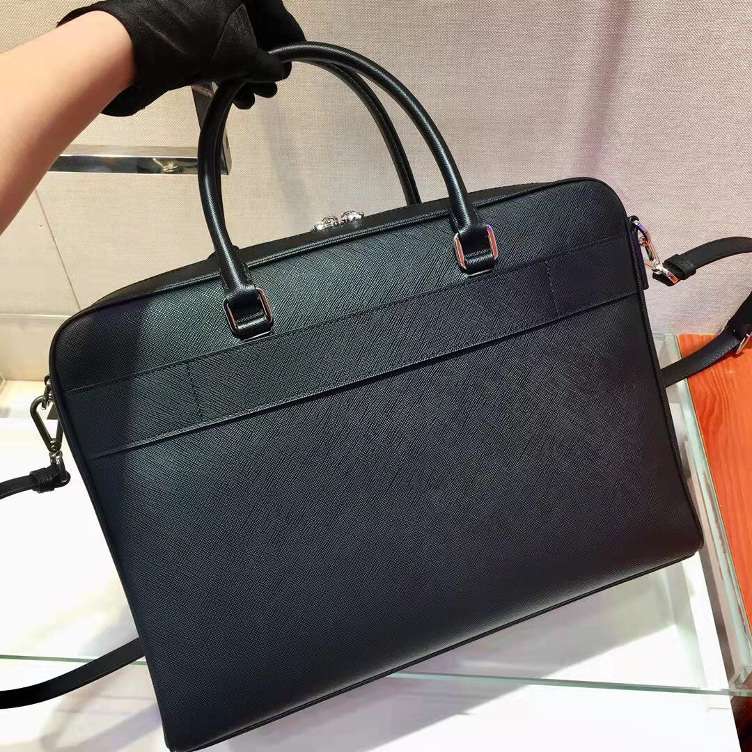 Luxury Prada38 BRIEFCASE IN BLACK SAFFIANO LEATHER