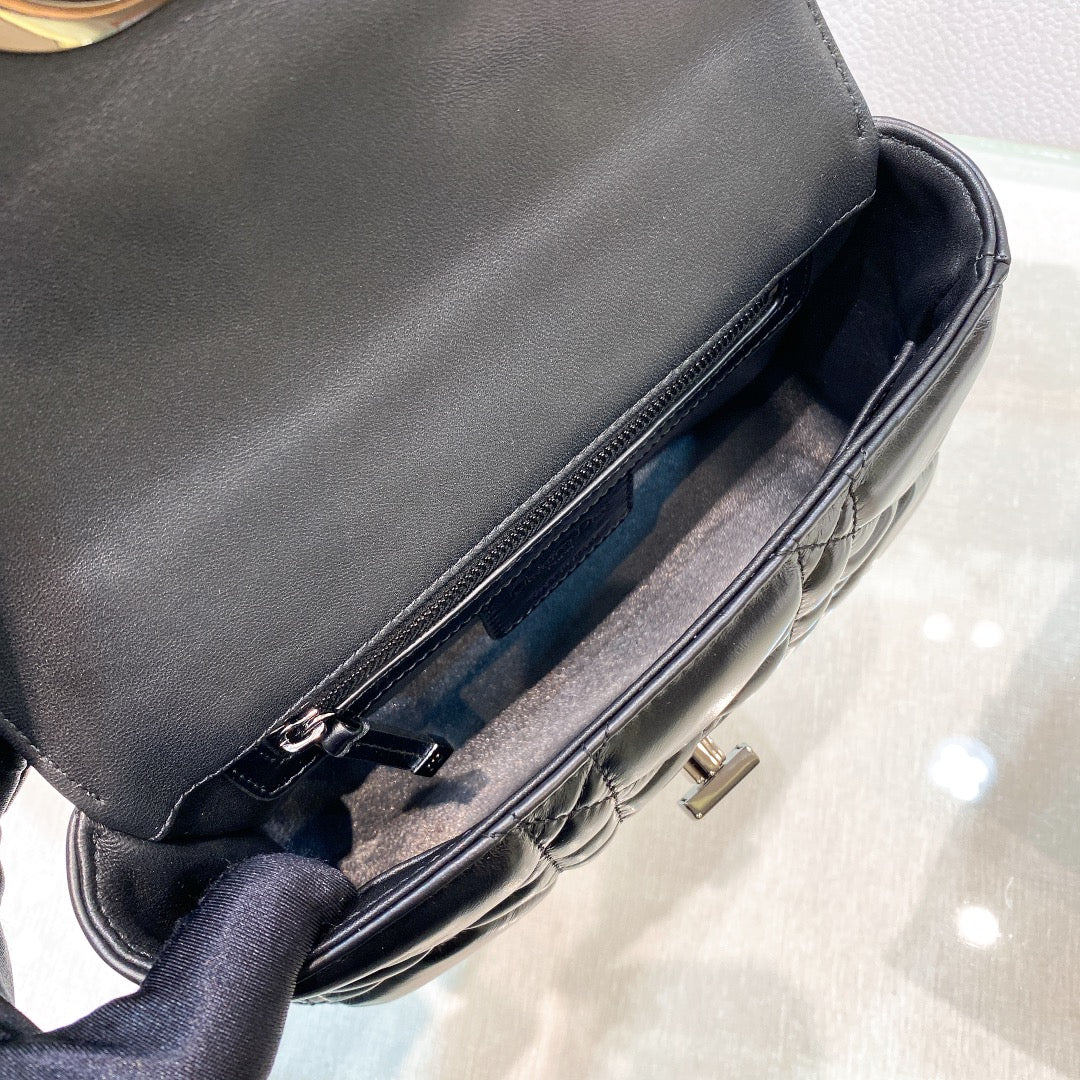 Luxury DiorSMALL CARO BAG 20 BLACK MACROCANNAGE CALFSKIN BLACK HARDWARE