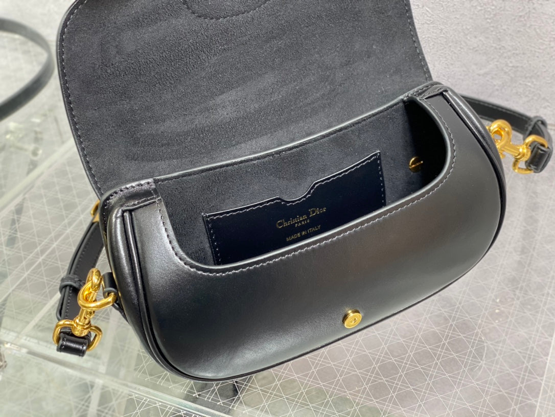 Luxury Diormedium east west 22cm black calfskin ghw