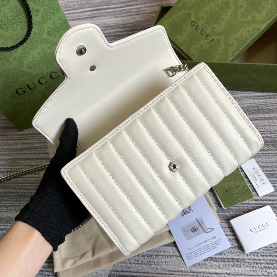 Luxury Gucci GG MARMONT MINI 20 SHOULDER BAG IN WHITE CALFSKIN