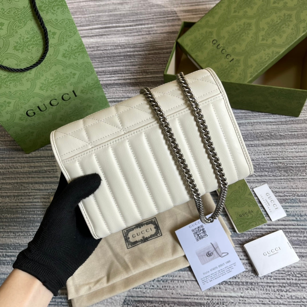 Luxury Gucci GG MARMONT MINI 20 SHOULDER BAG IN WHITE CALFSKIN