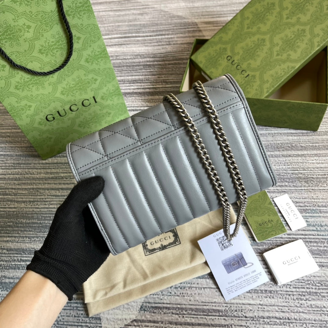 Luxury Gucci GG MARMONT MINI 20 SHOULDER BAG IN GREY CALFSKIN