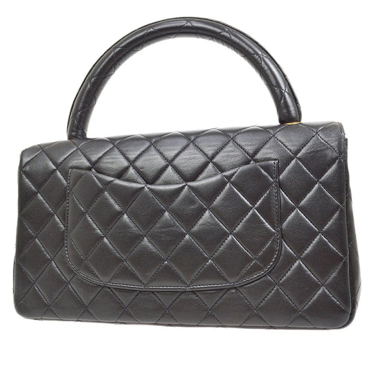 CHANEL★ 1994 Classic Flap Top Handle Bag Medium Black Lambskin 41952