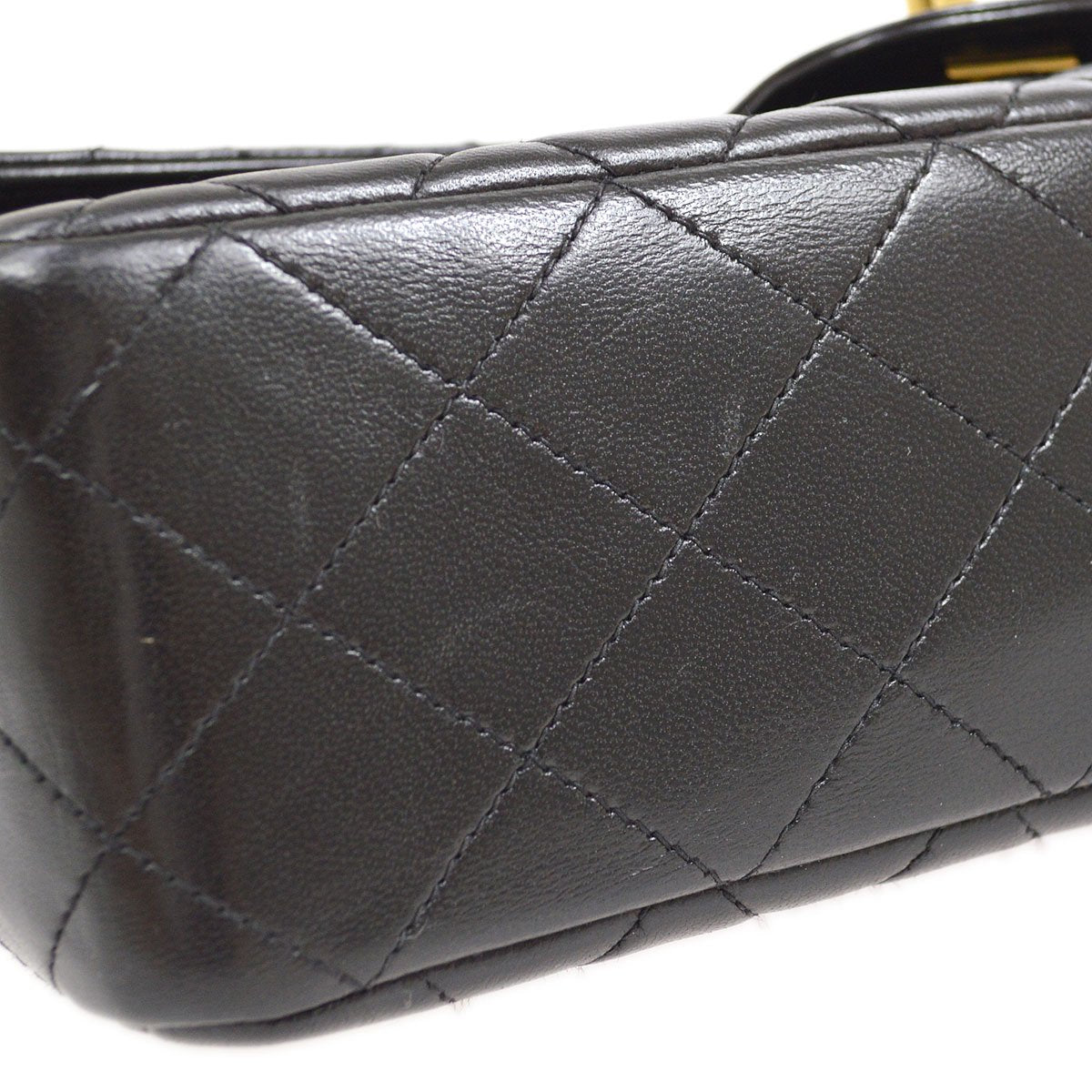 CHANEL★ 1994 Classic Flap Top Handle Bag Medium Black Lambskin 41952