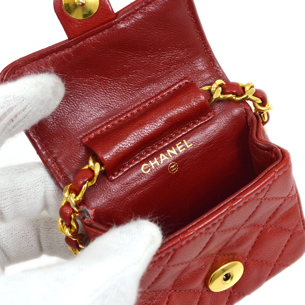 CHANEL Classic Flap Micro Pouch Bag Red 03081
