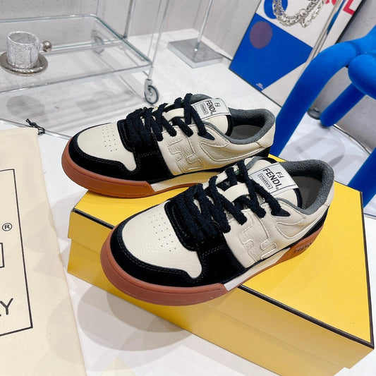 Luxury FendiLuxury FendiCASUAL SNEAKER IN WHITE CALFSKIN AND BLACK SUEDE