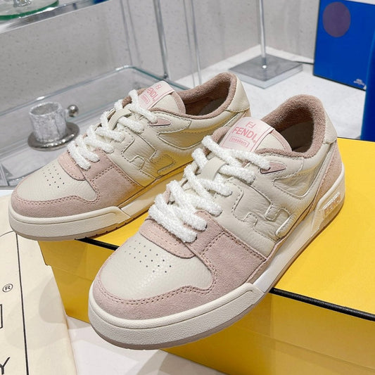 Luxury FendiLuxury FendiCASUAL SNEAKER IN WHITE CALFSKIN AND LIGHT PINK SUEDE
