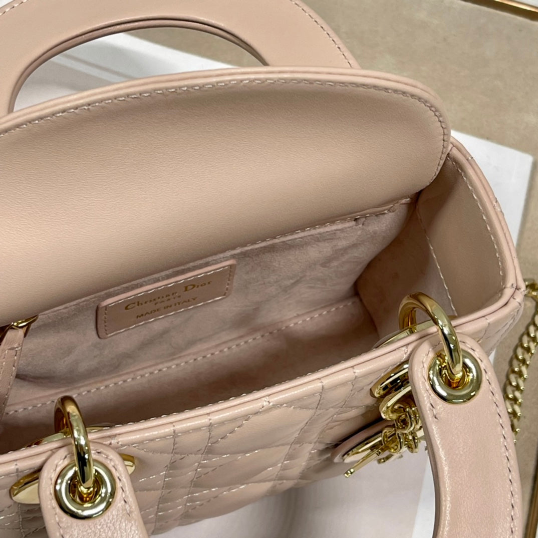 Luxury Diormini lady 17 power beige lambskin