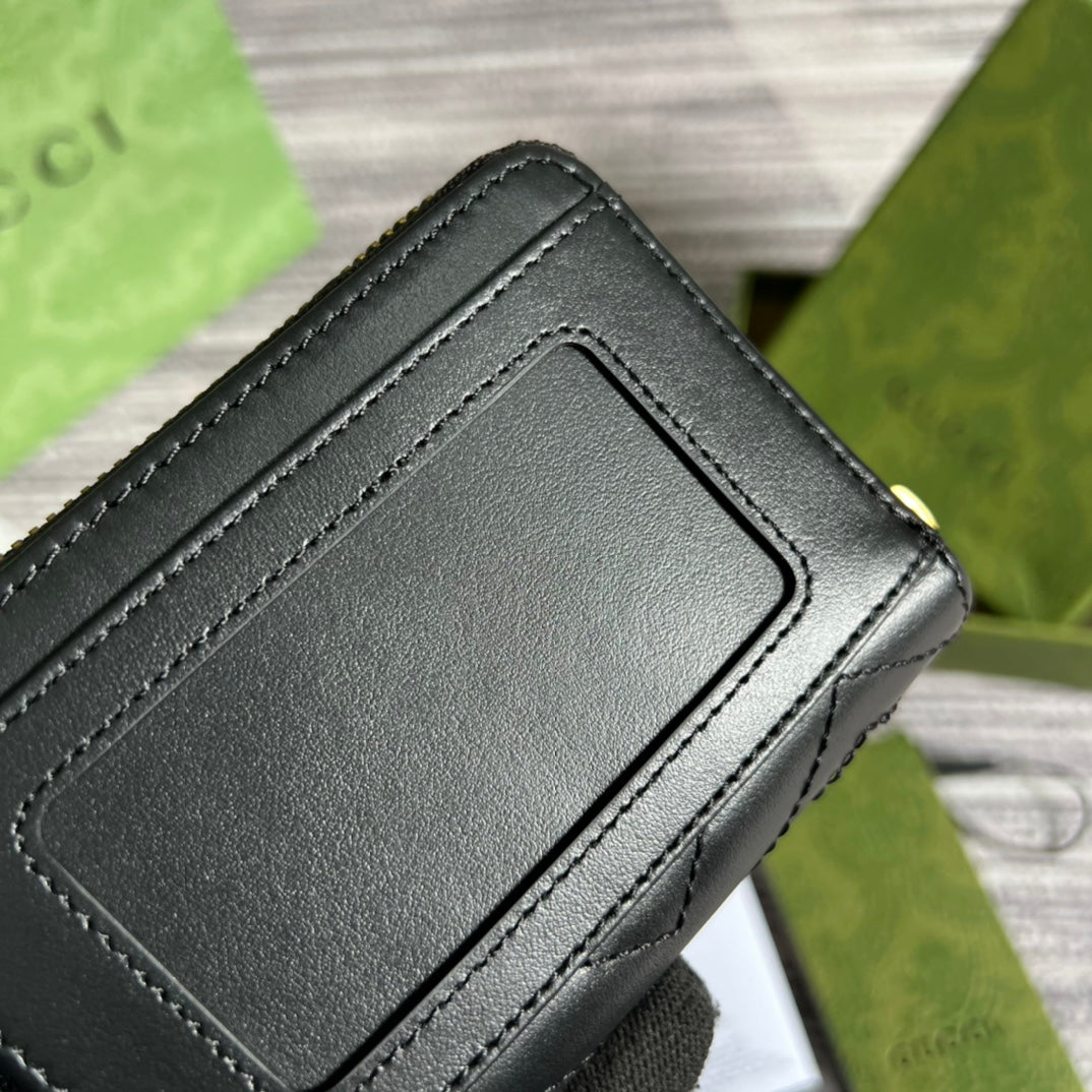 Luxury Gucci GG MARMONT MINI 11 WALLET BLACK CALFSKIN