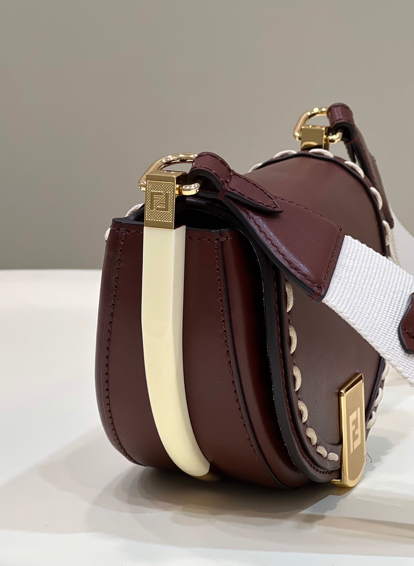 Luxury FendiMOONLIGHT 19 IN WINE RED SMOOTH CALFSKIN GOLD HARDWARE