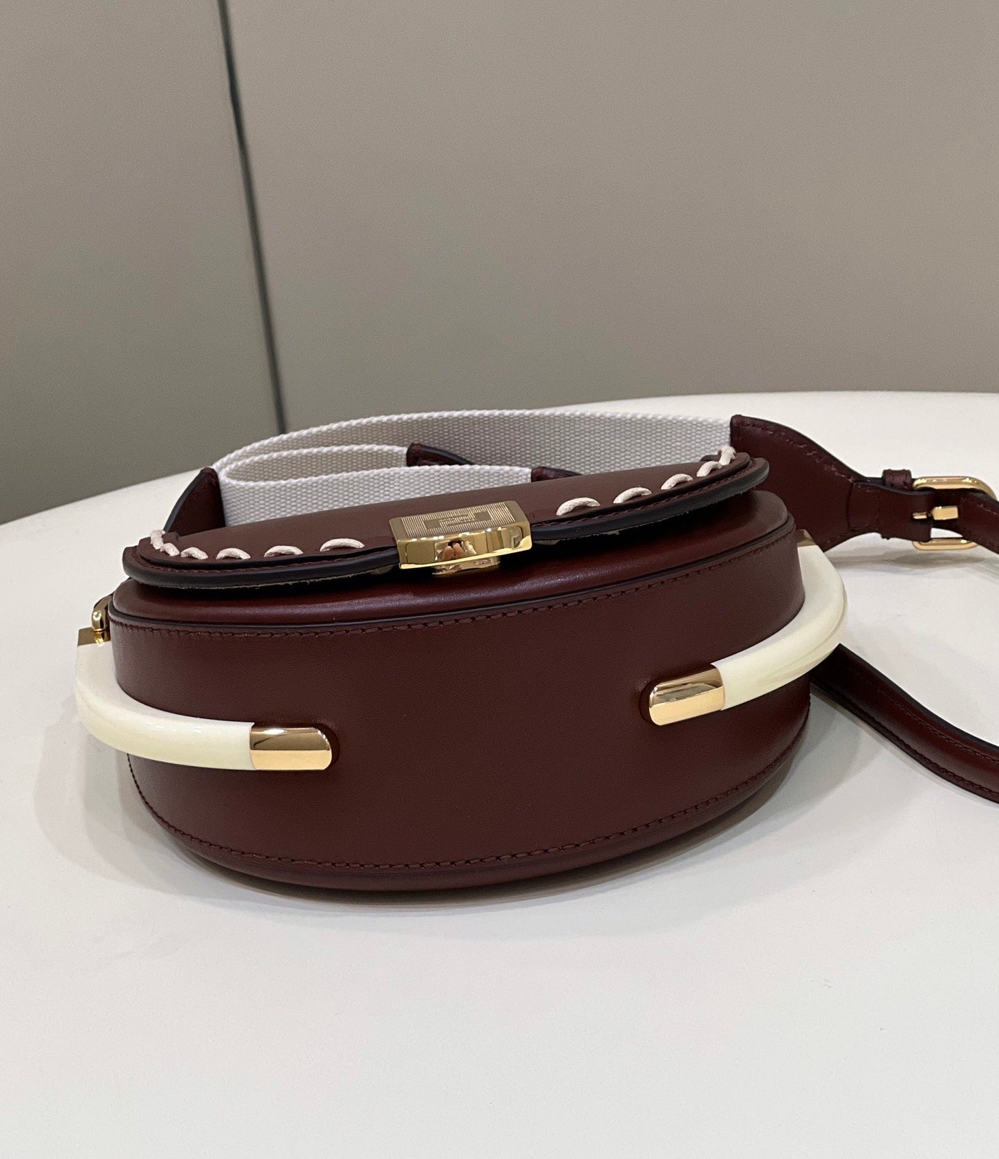 Luxury FendiMOONLIGHT 19 IN WINE RED SMOOTH CALFSKIN GOLD HARDWARE