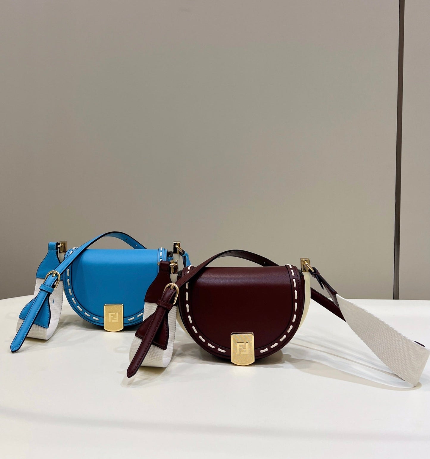 Luxury FendiMOONLIGHT 19 IN WINE RED SMOOTH CALFSKIN GOLD HARDWARE
