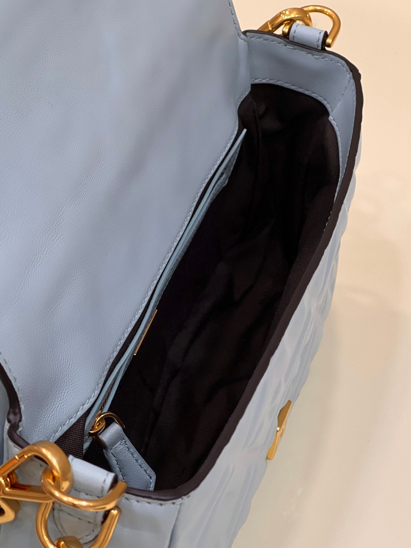 Luxury FendiBaguette 27cm Cloud Blue Lambskin Gold Hardware