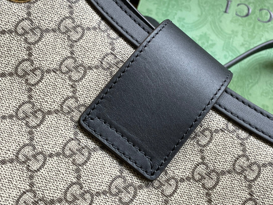 Luxury Gucci GG PADLOCK LARGE 35 SHOULDER BAG BEIGE CANVAS AND BLACK CALFSKIN