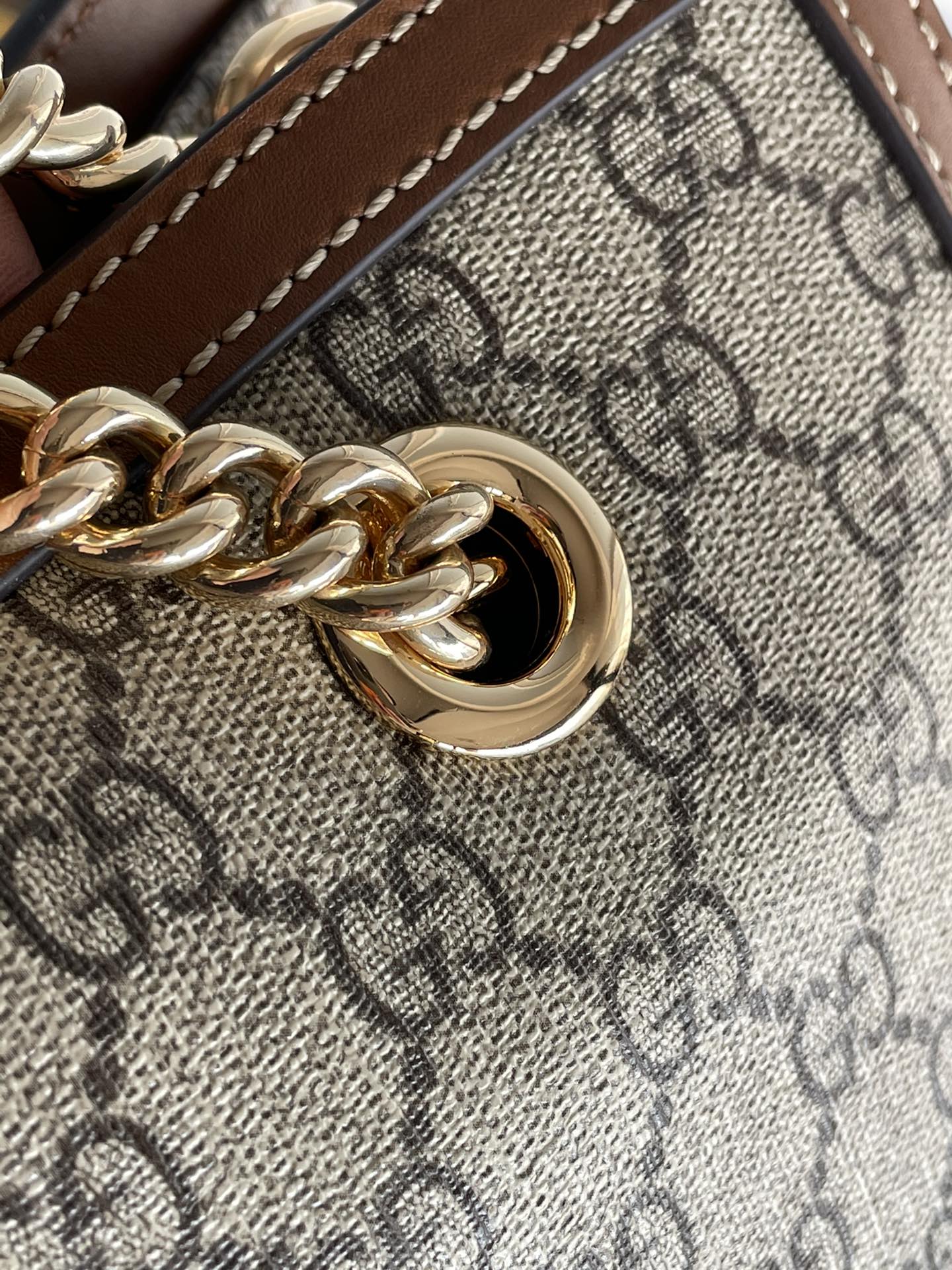 Luxury Gucci GG PADLOCK LARGE 35 SHOULDER BAG BEIGE CANVAS AND BROWN CALFSKIN