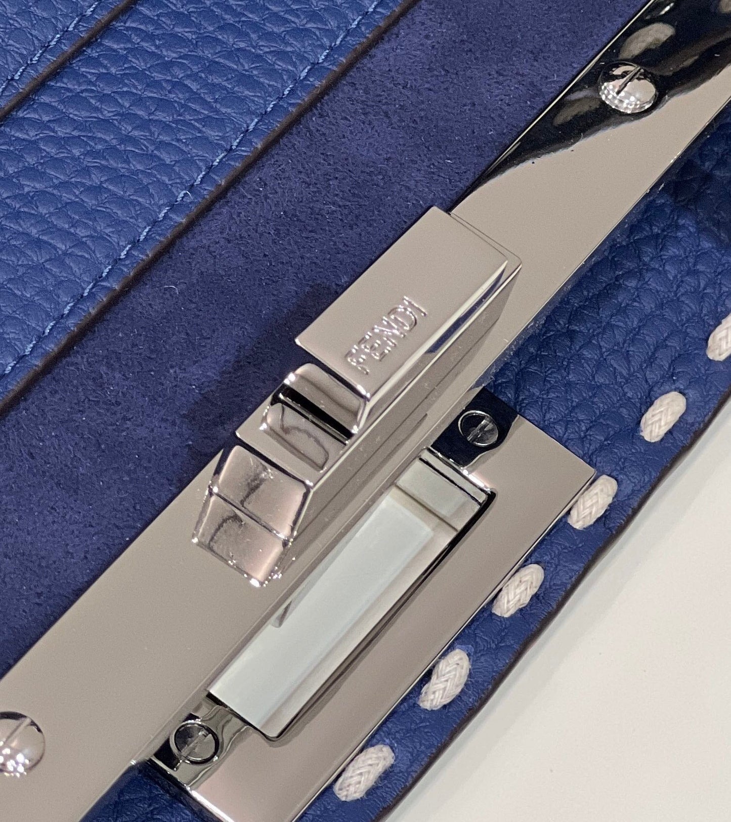 Luxury FendiPEEKABOO ISEEU 33 IN NAVY BLUE GRAINED CALFSKIN SILVER HARDWARE
