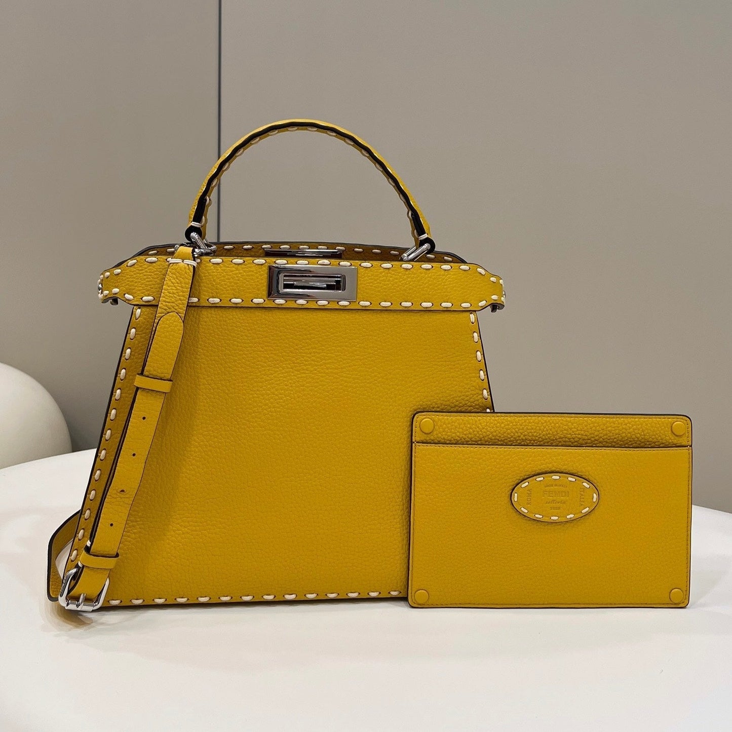 Luxury FendiPEEKABOO ISEEU 33 IN YELLOW GRAINED CALFSKIN SILVER HARDWARE
