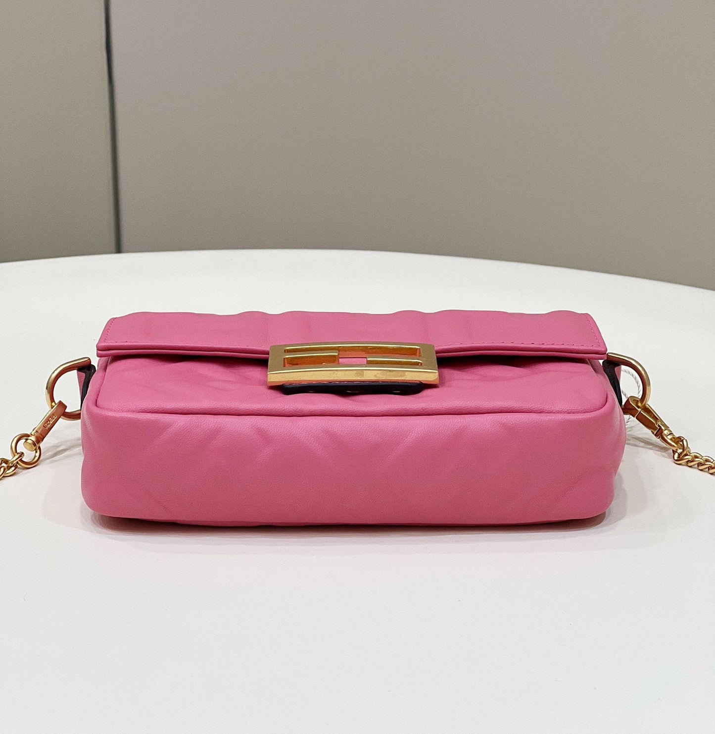Luxury FendiBAGUETTE MINI 19 DARK PINK NAPPA LEATHER BAG WITH FF MOTIF