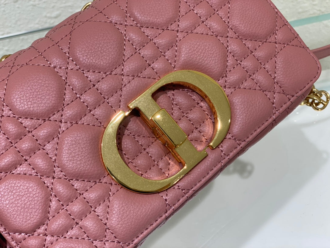 Luxury DiorSMALL CARO BAG 20 PINK CALFSKIN