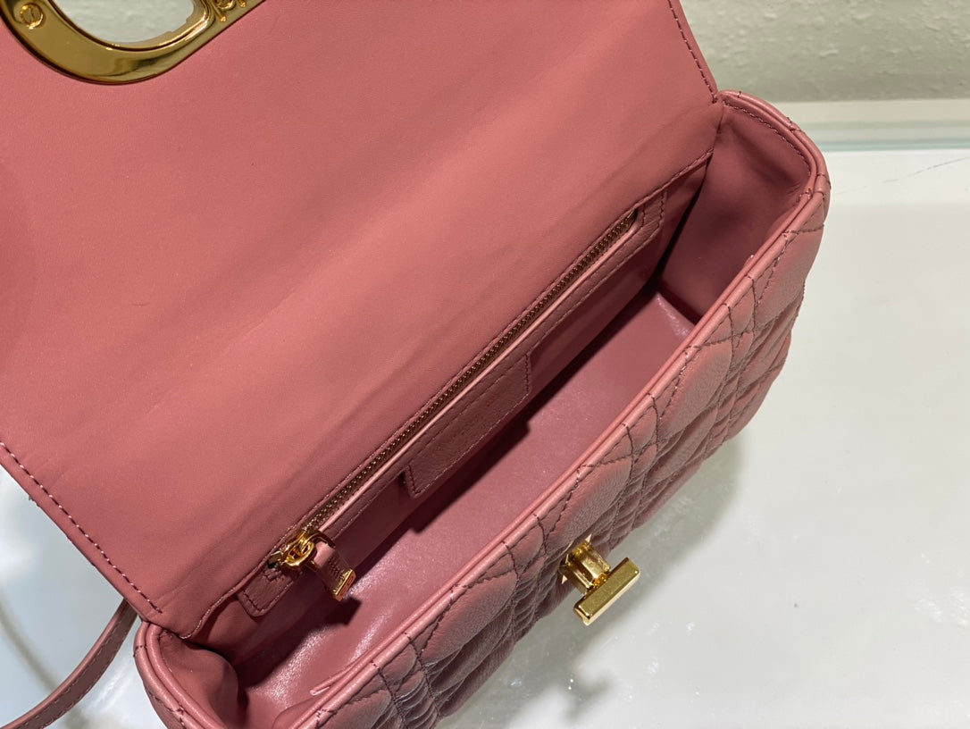 Luxury DiorSMALL CARO BAG 20 PINK CALFSKIN