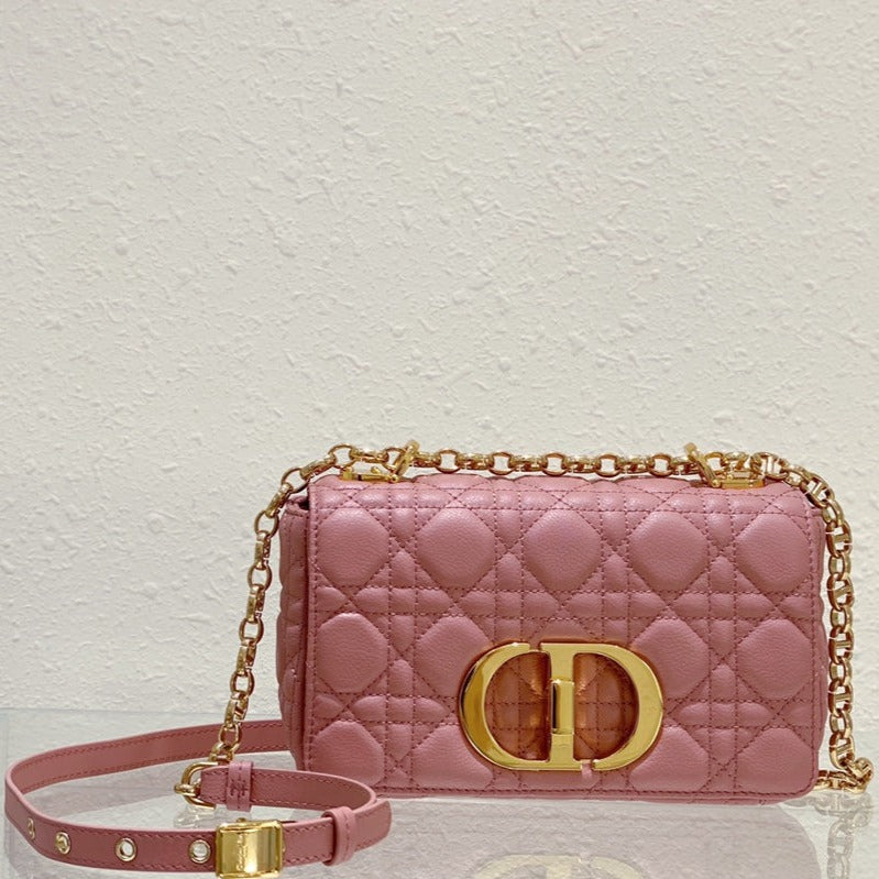 Luxury DiorSMALL CARO BAG 20 PINK CALFSKIN
