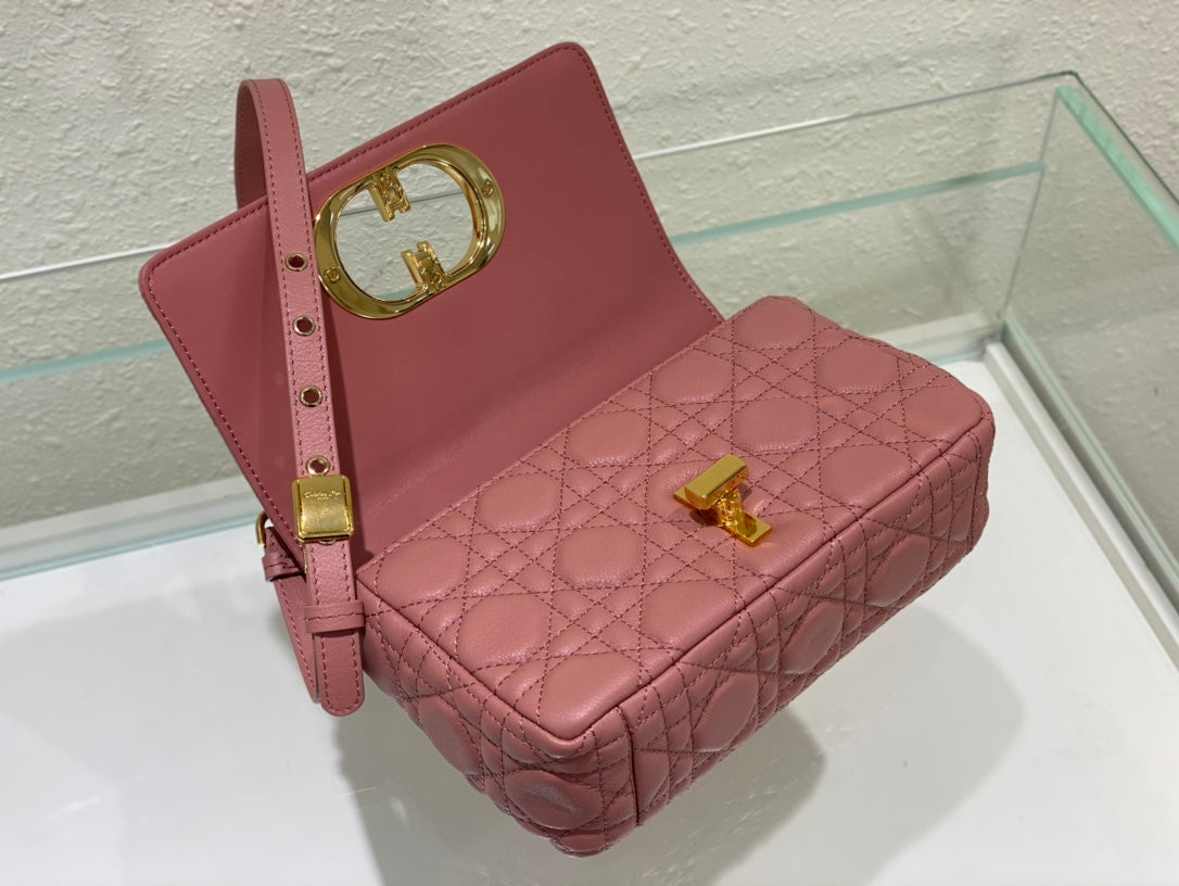 Luxury DiorSMALL CARO BAG 20 PINK CALFSKIN
