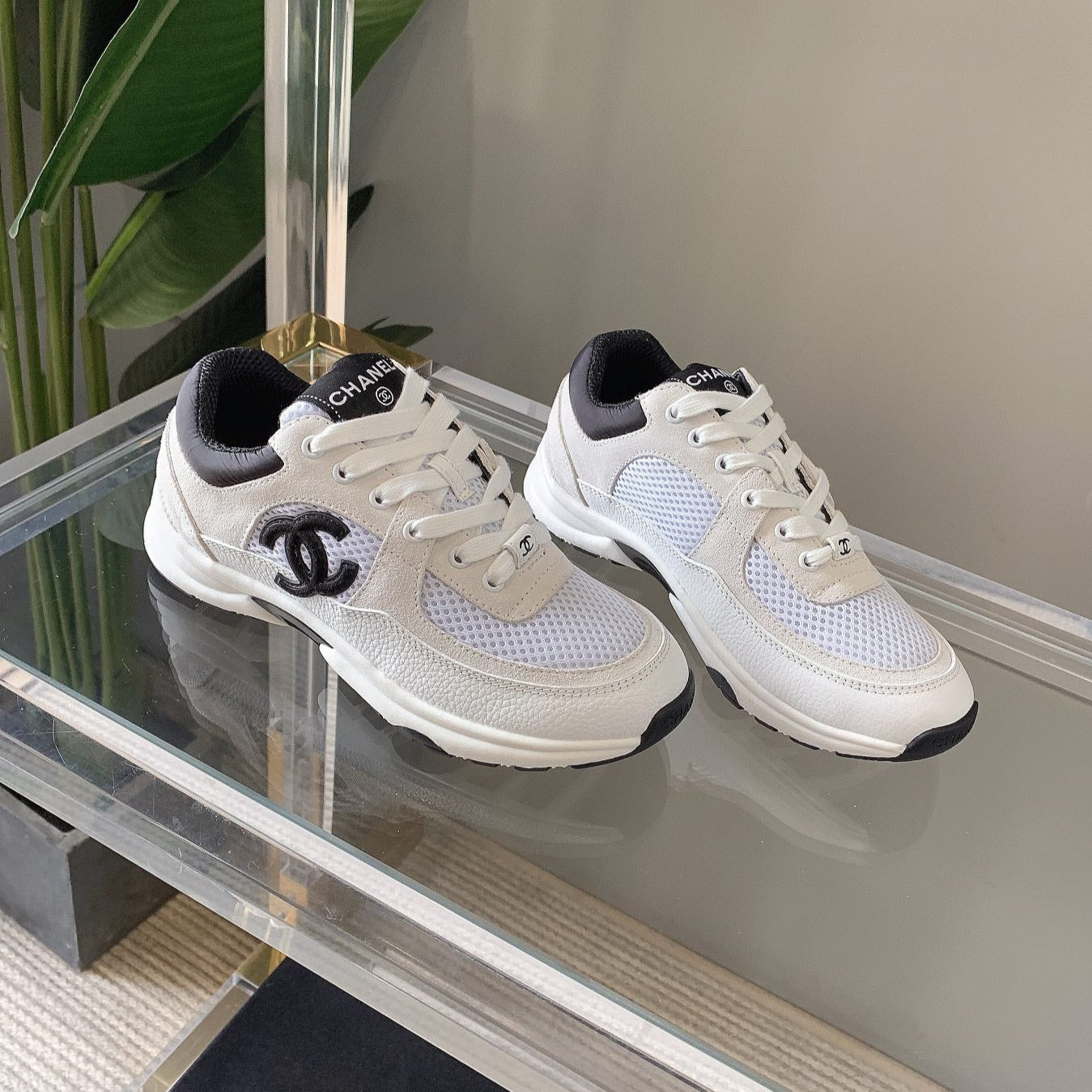 Luxury Chanel Sneaker In White Mesh Fabric 145612