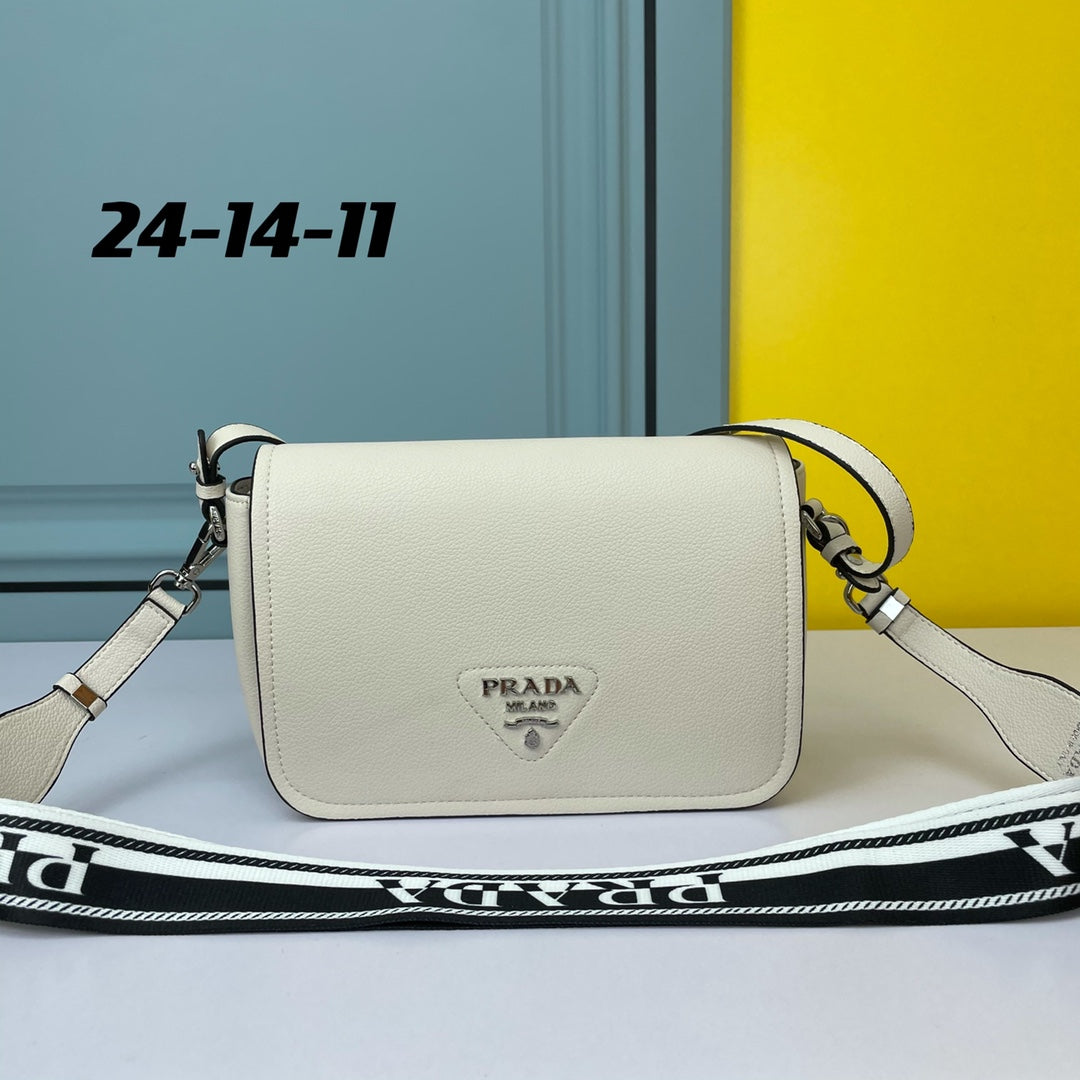 Luxury Prada24 BAG WITH STRAP IN WHITE CALFSKIN