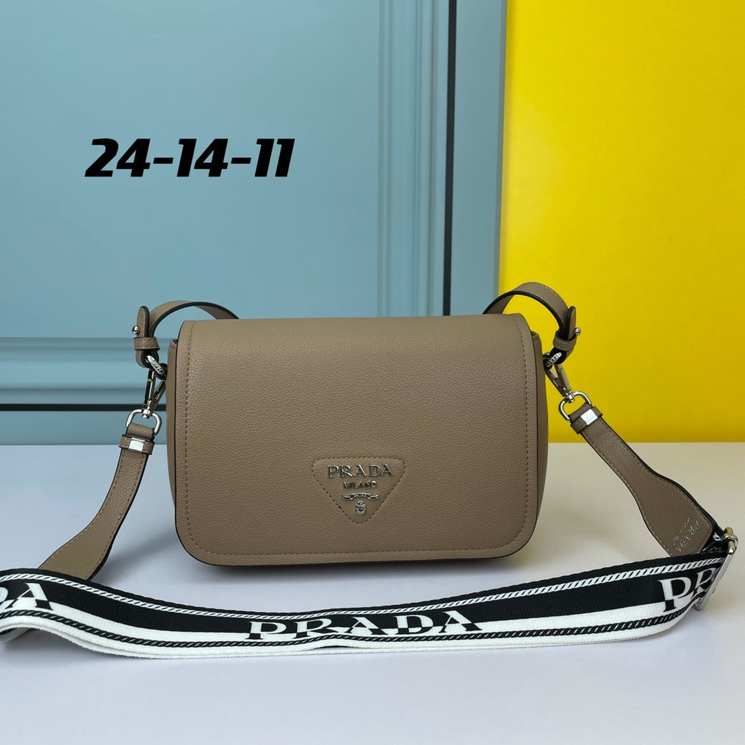 Luxury Prada24 BAG WITH STRAP IN TAN BROWN CALFSKIN