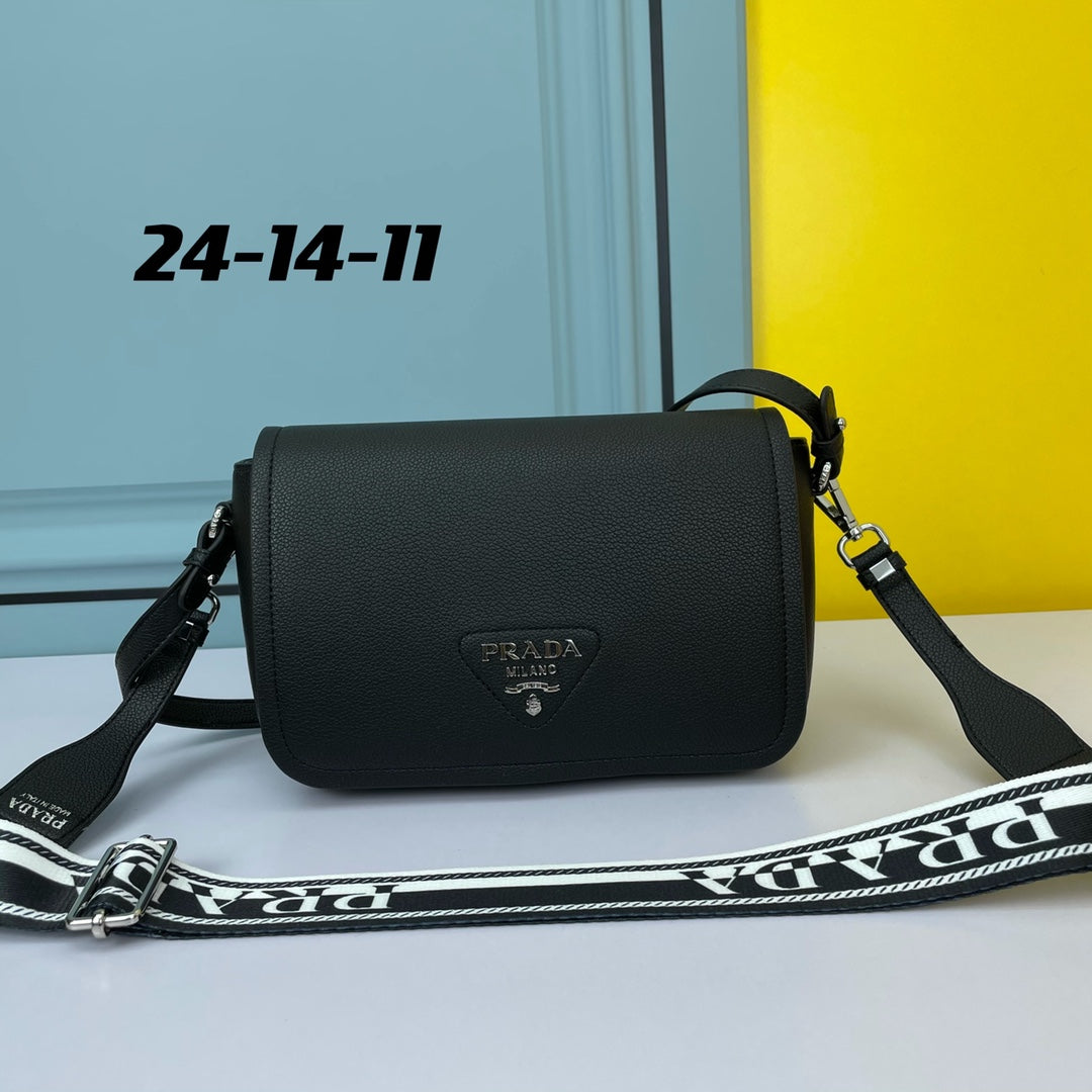 Luxury Prada24 BAG WITH STRAP IN BLACK CALFSKIN