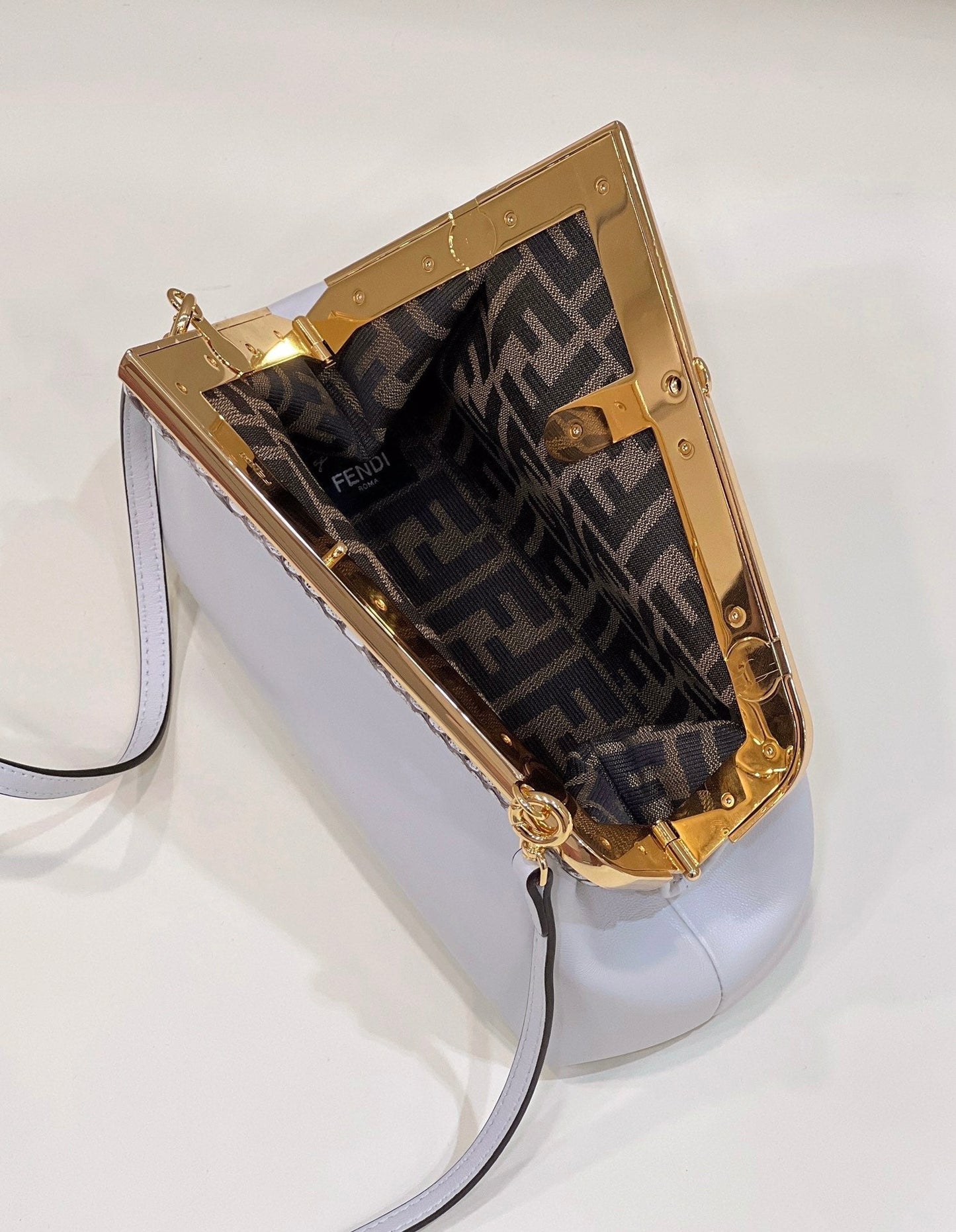 Luxury FendiLuxury FendiFIRST SMALL 26 WHITE LEATHER BAG WITH EXOTIC DETAILS
