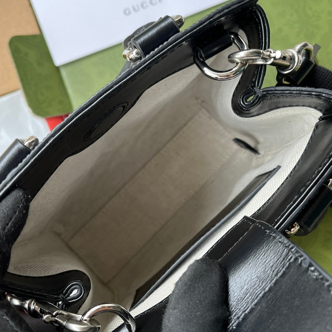 Luxury Gucci EMBOSSED TOTE BAG 20 IN BLACK CALFSKIN