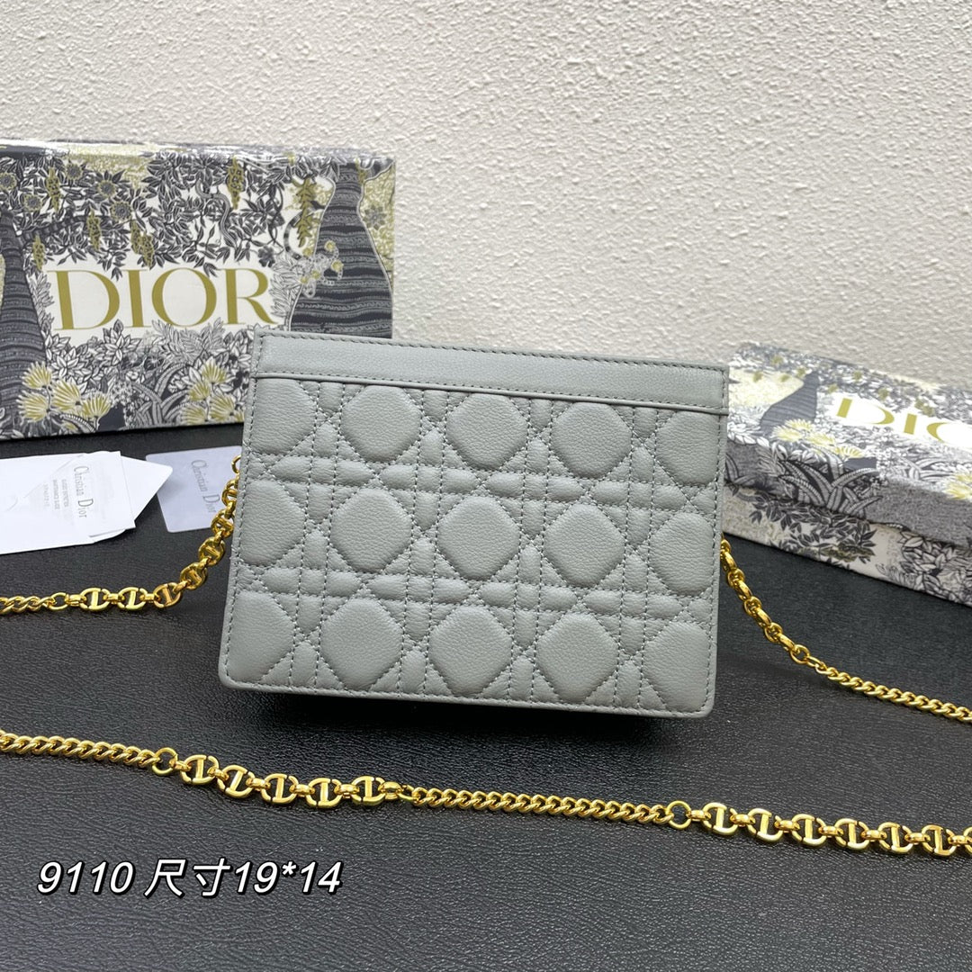 Luxury DiorCARO POUCH 19 BAG IN GREY CALFSKIN