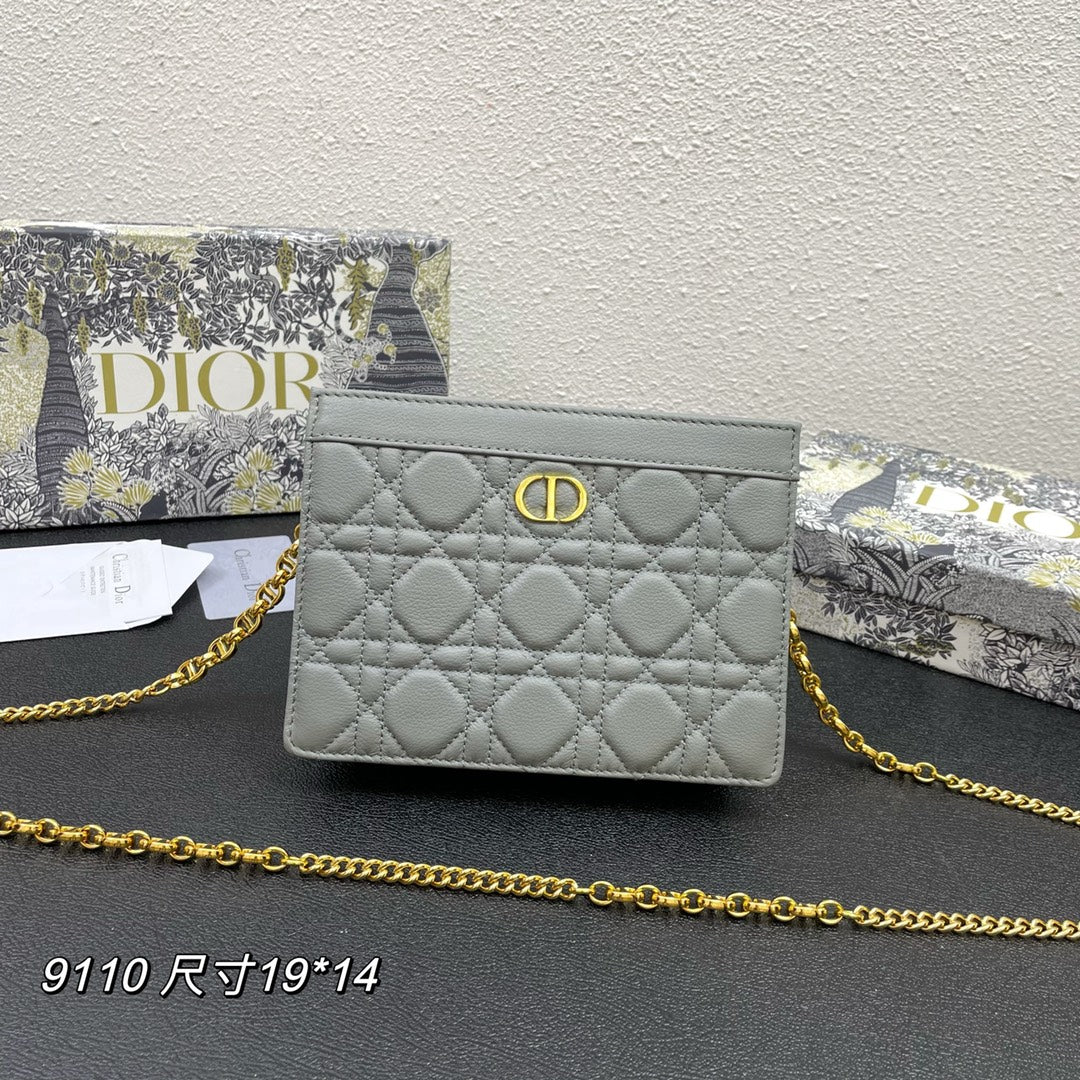 Luxury DiorCARO POUCH 19 BAG IN GREY CALFSKIN