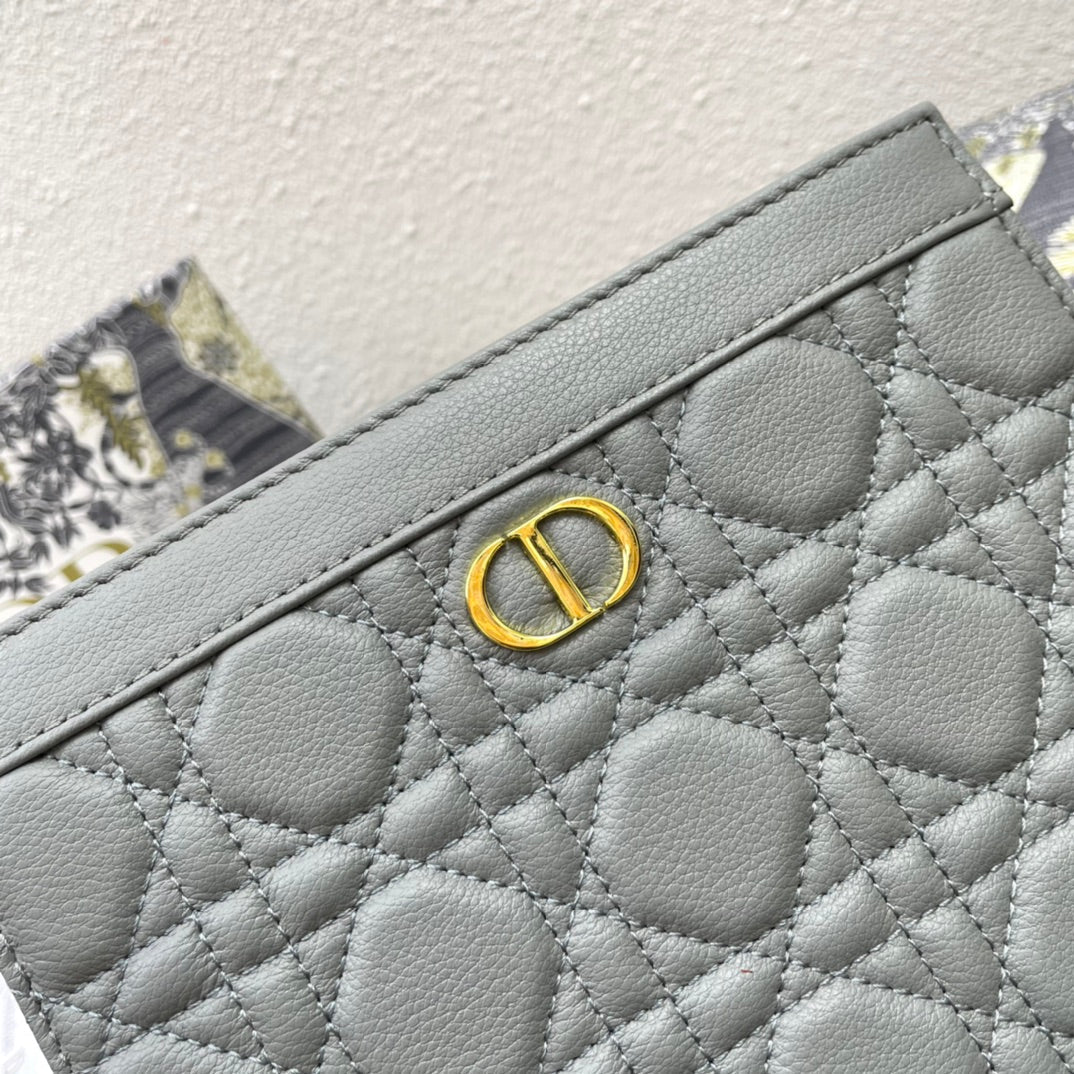 Luxury DiorCARO POUCH 19 BAG IN GREY CALFSKIN