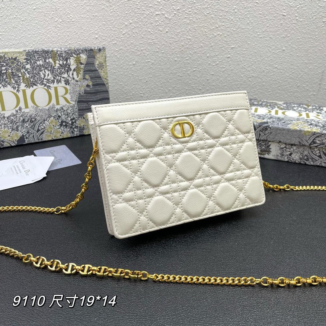 Luxury DiorCARO POUCH 19 BAG IN WHITE CALFSKIN