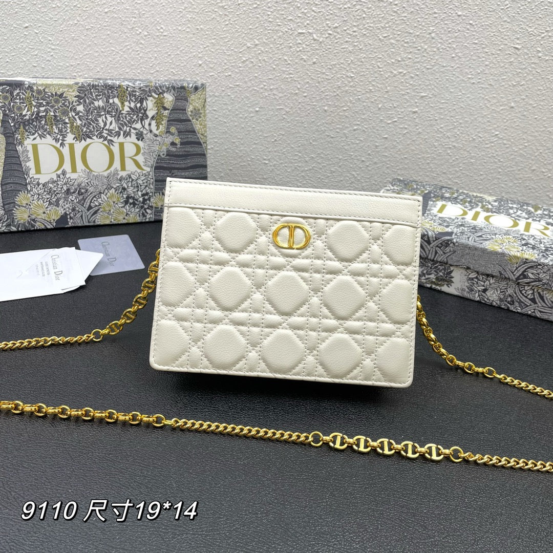 Luxury DiorCARO POUCH 19 BAG IN WHITE CALFSKIN