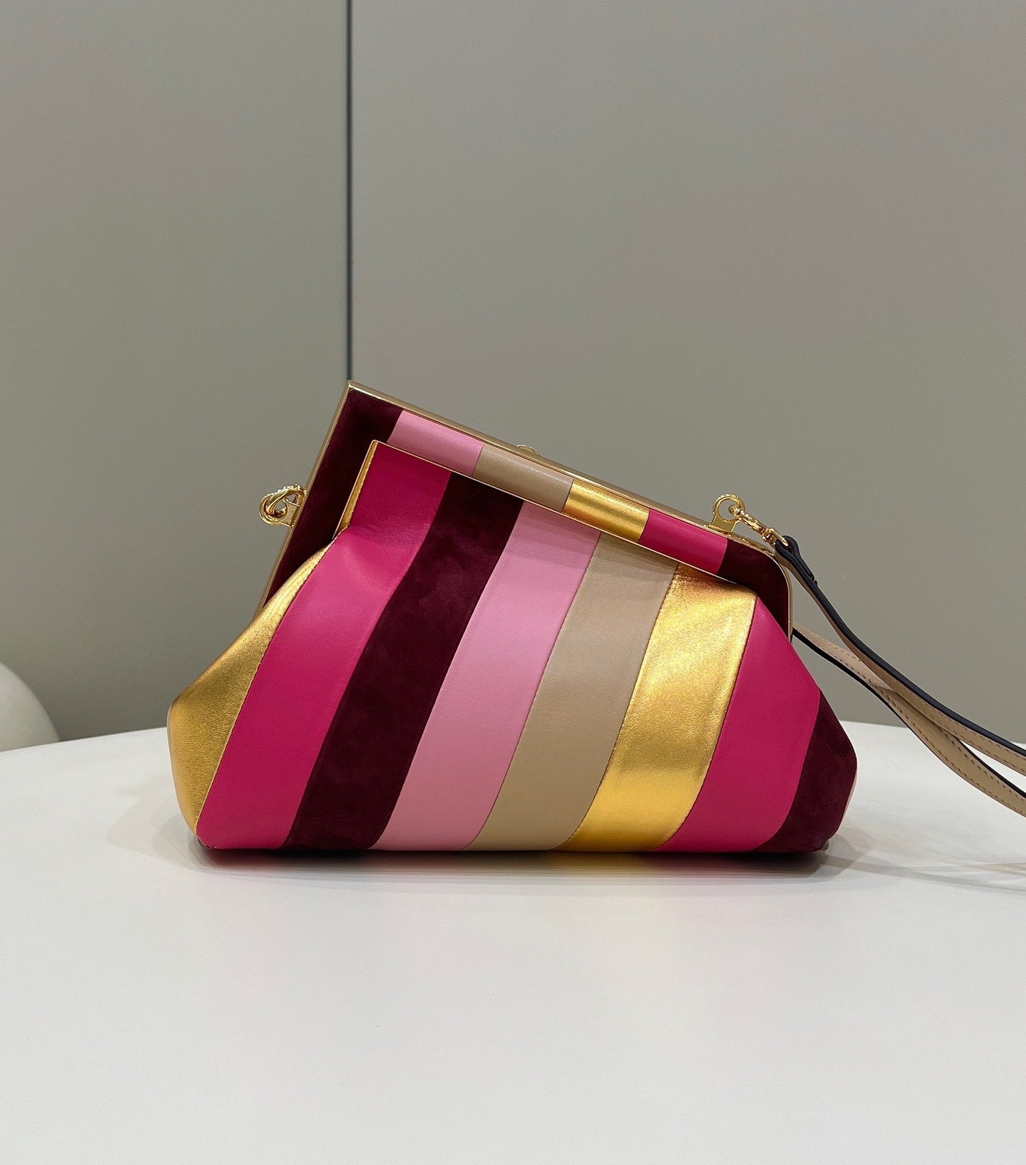 Luxury FendiLuxury FendiFIRST SMALL 26 IN COLORFUL SUEDE AND CALFSKIN WITH GOLD HARDWARE