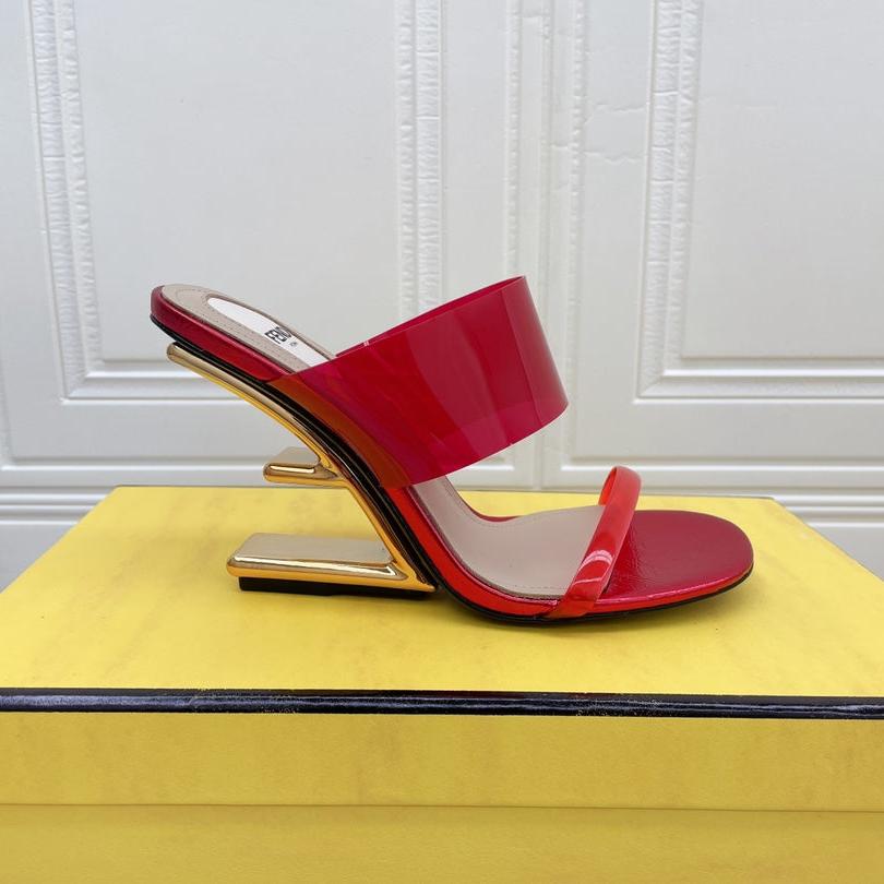 Luxury FendiLuxury FendiFIRST 95 MM HIGH-HEELED SANDAL IN CHERRY RED TPU FILM AND LAMBSKIN
