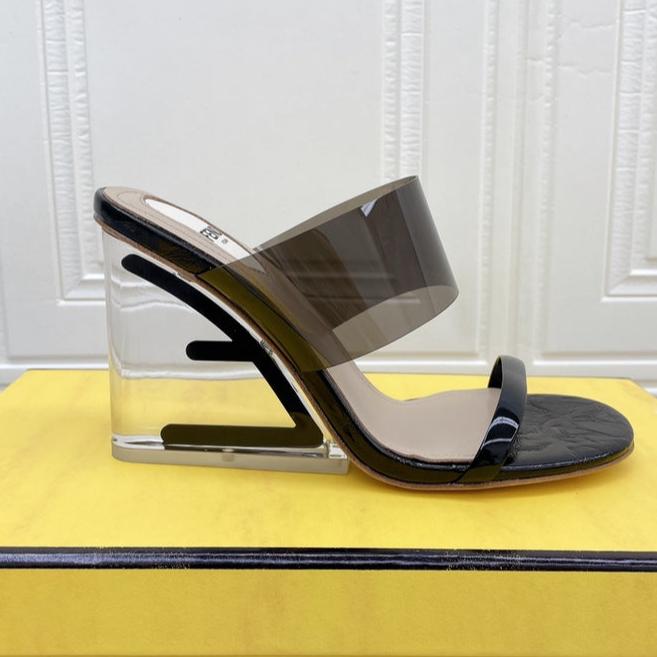 Luxury FendiLuxury FendiFIRST 95 MM HIGH-HEELED SANDAL IN BLACK TPU FILM AND LAMBSKIN