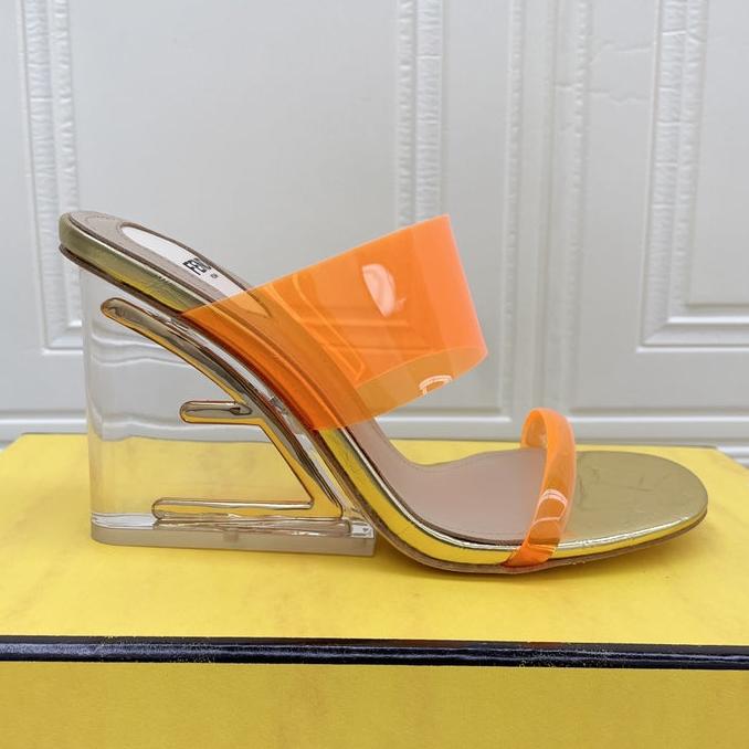 Luxury FendiLuxury FendiFIRST 95 MM HIGH-HEELED SANDAL IN LIGHT ORANGE TPU FILM AND LAMBSKIN