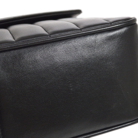 CHANEL★ 1991-1994 Black Lambskin Chevron Letter Flap Bag Small 14355
