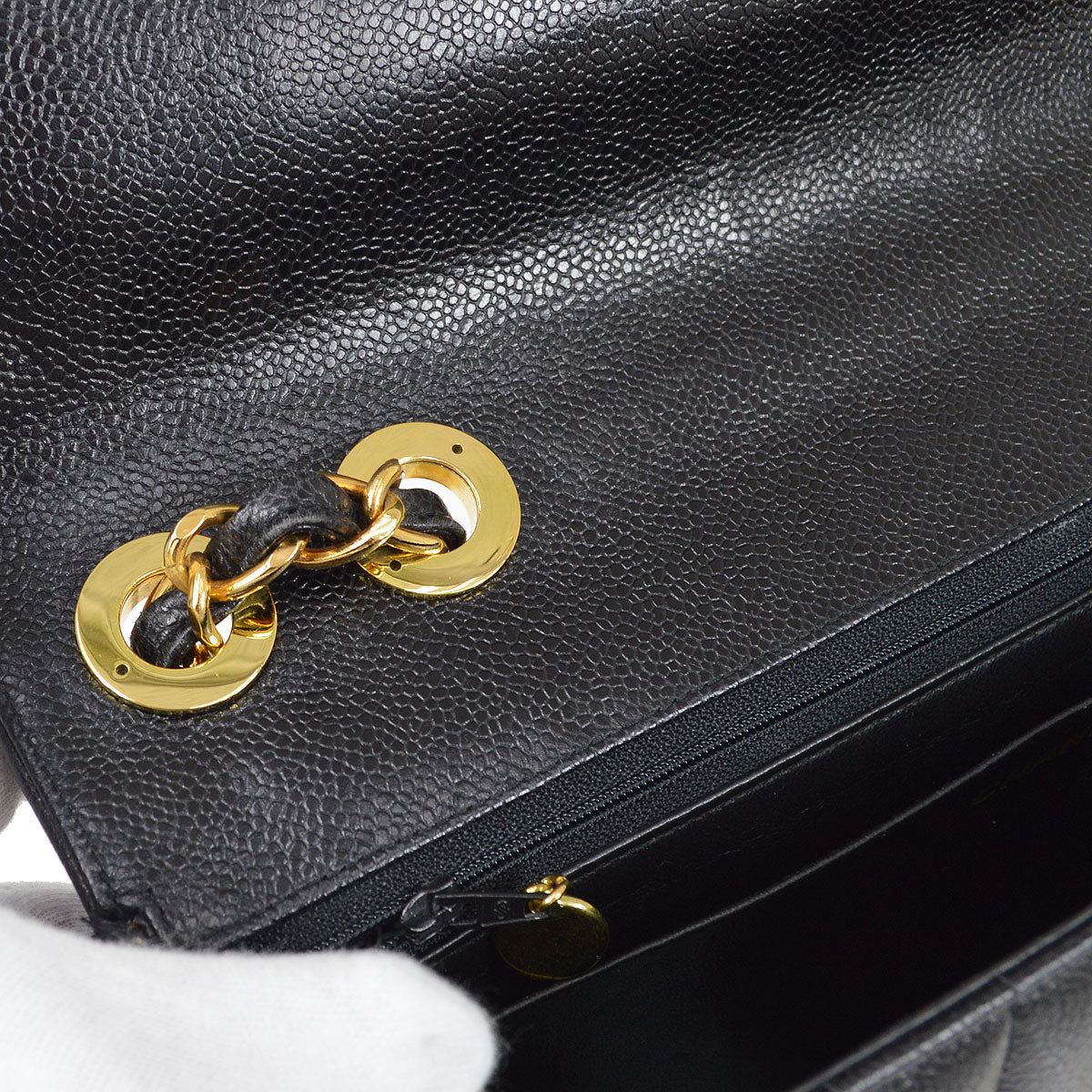 CHANEL 1991-1994 Black Caviar Vertical Classic Flap Jumbo 14367