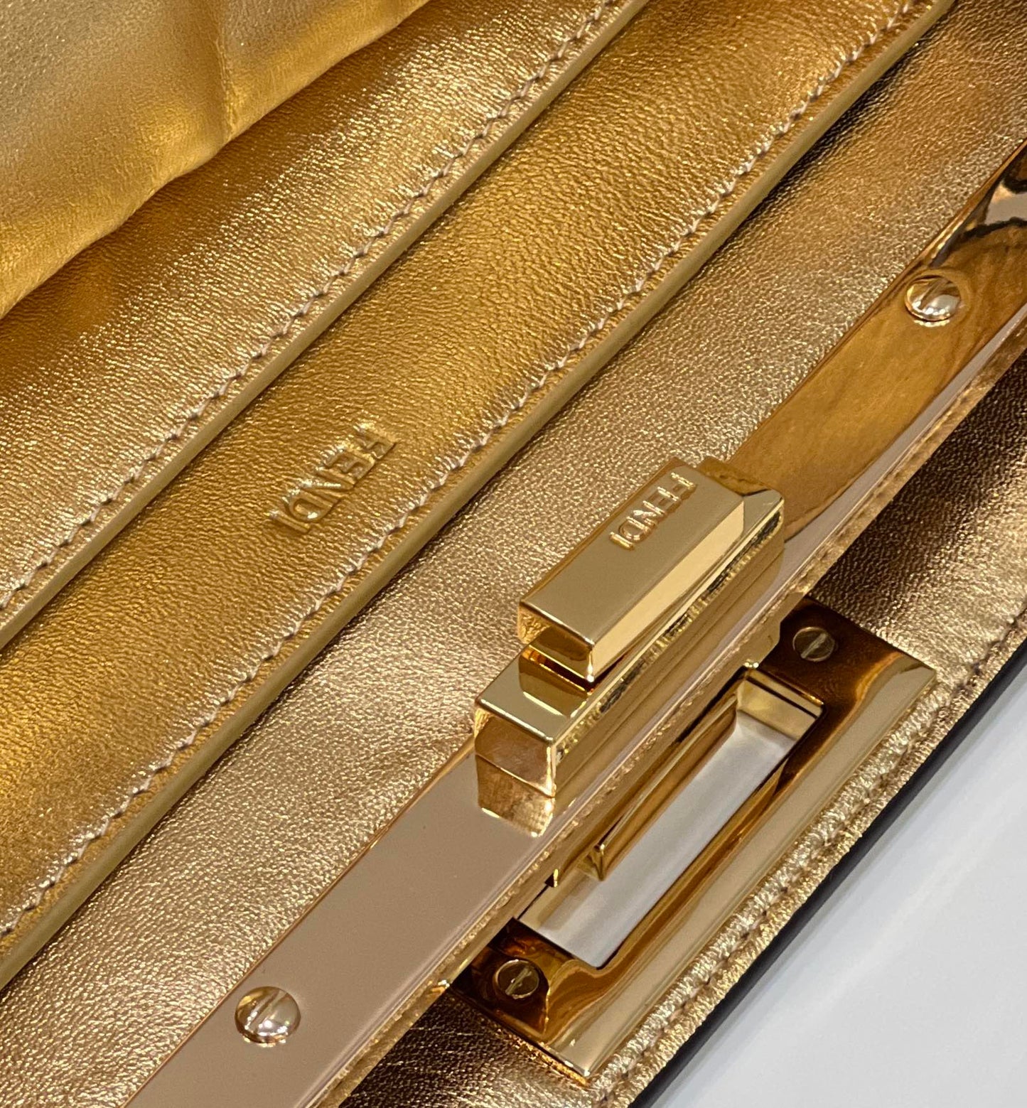 Luxury FendiPEEKABOO ISEEU 33 IN GOLD METALLIC CALFSKIN GOLD HARDWARE