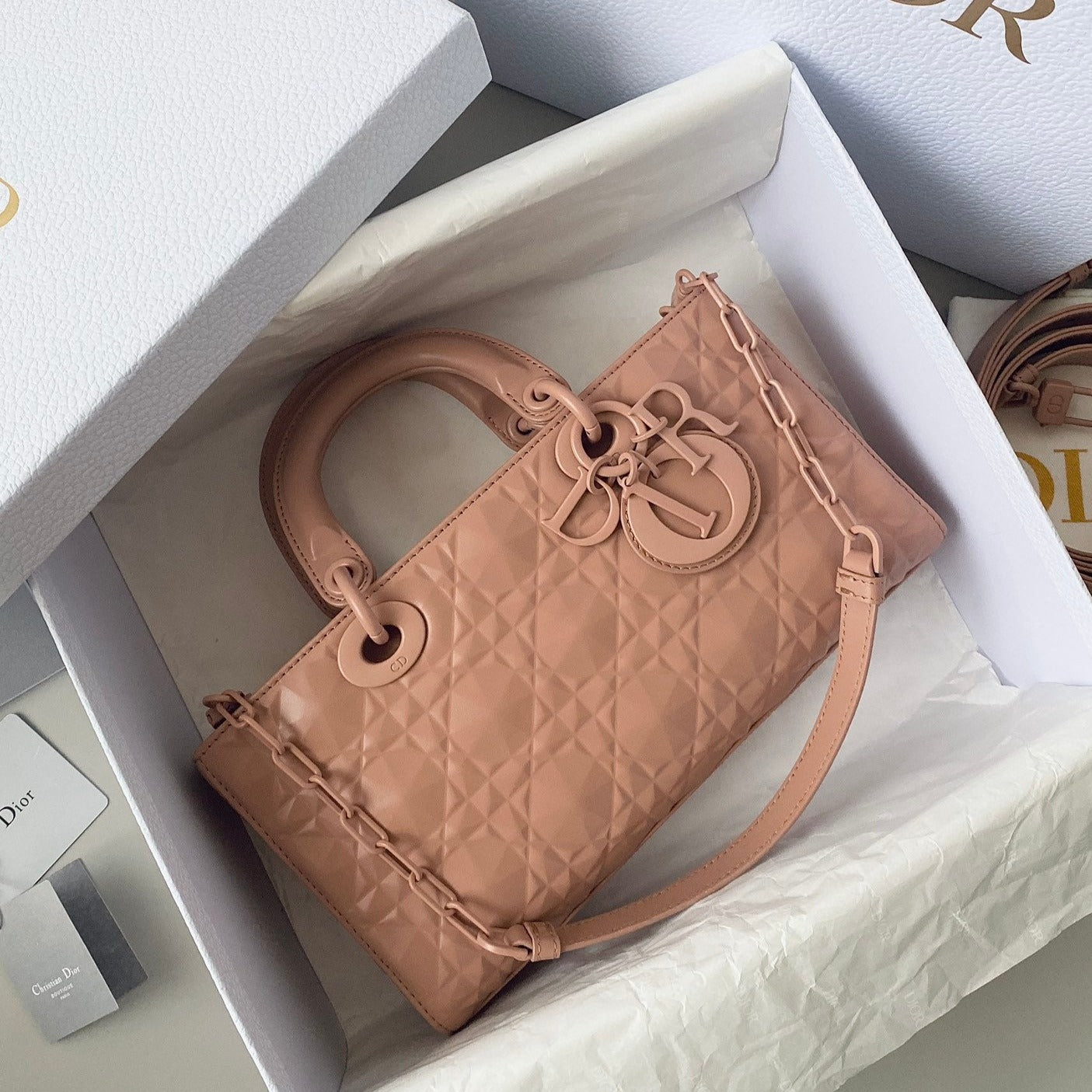 Luxury DiorMEDIUM D-JOY BAG 26 IN DESSERT SAND CALFSKIN