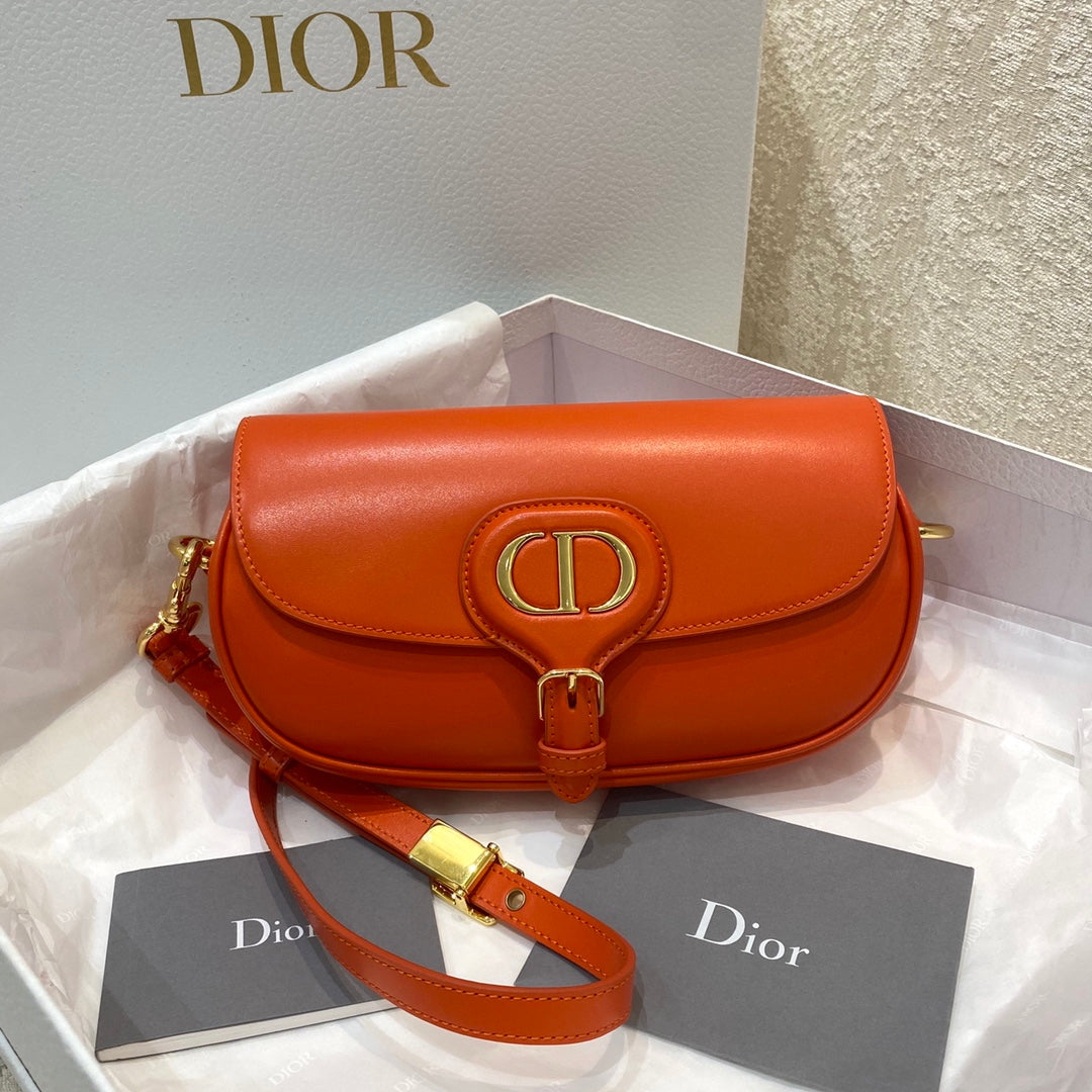Luxury Diormedium east west bobby 22cm dark tan calfskin ghw