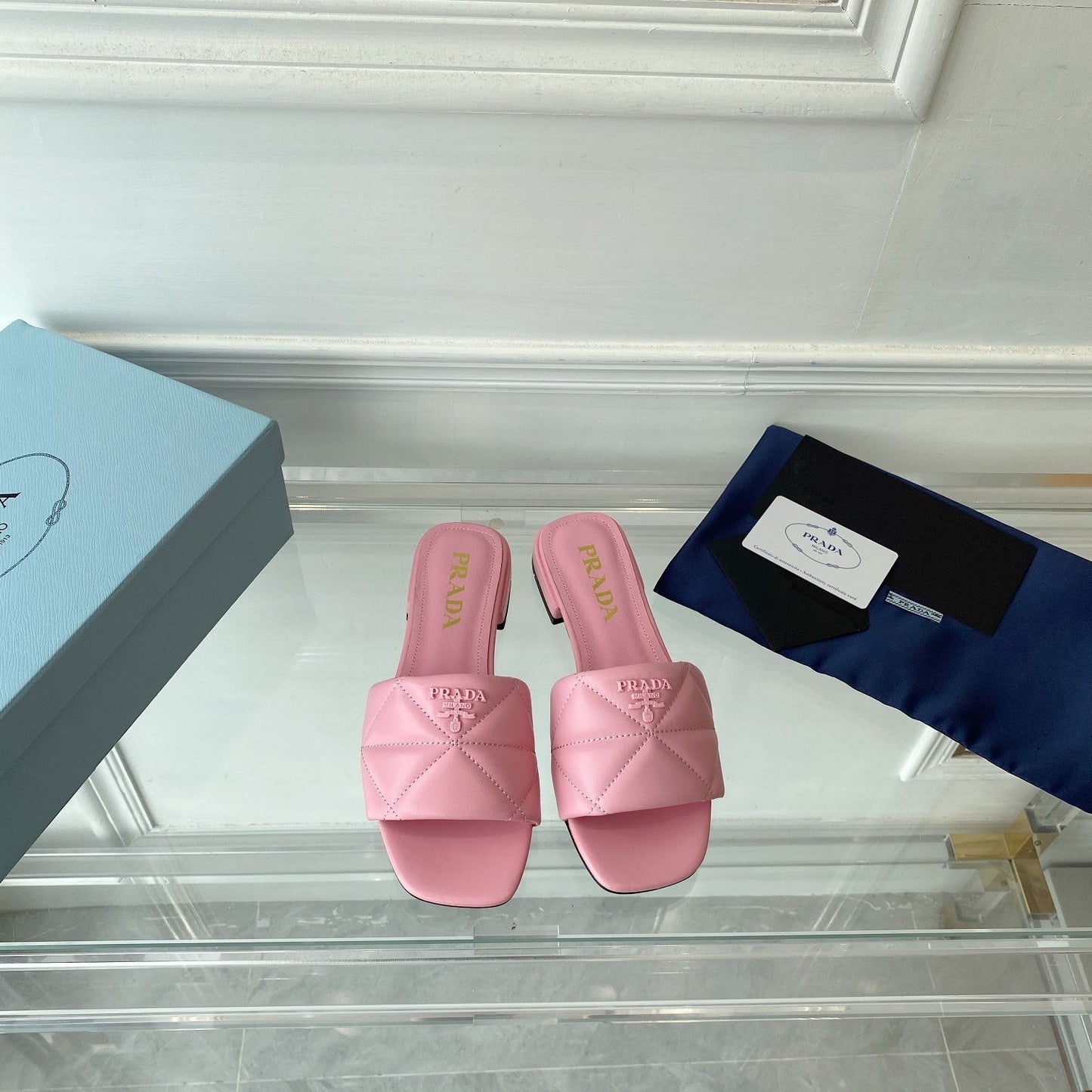 Luxury PradaSlide 25 Quilted Pink leather