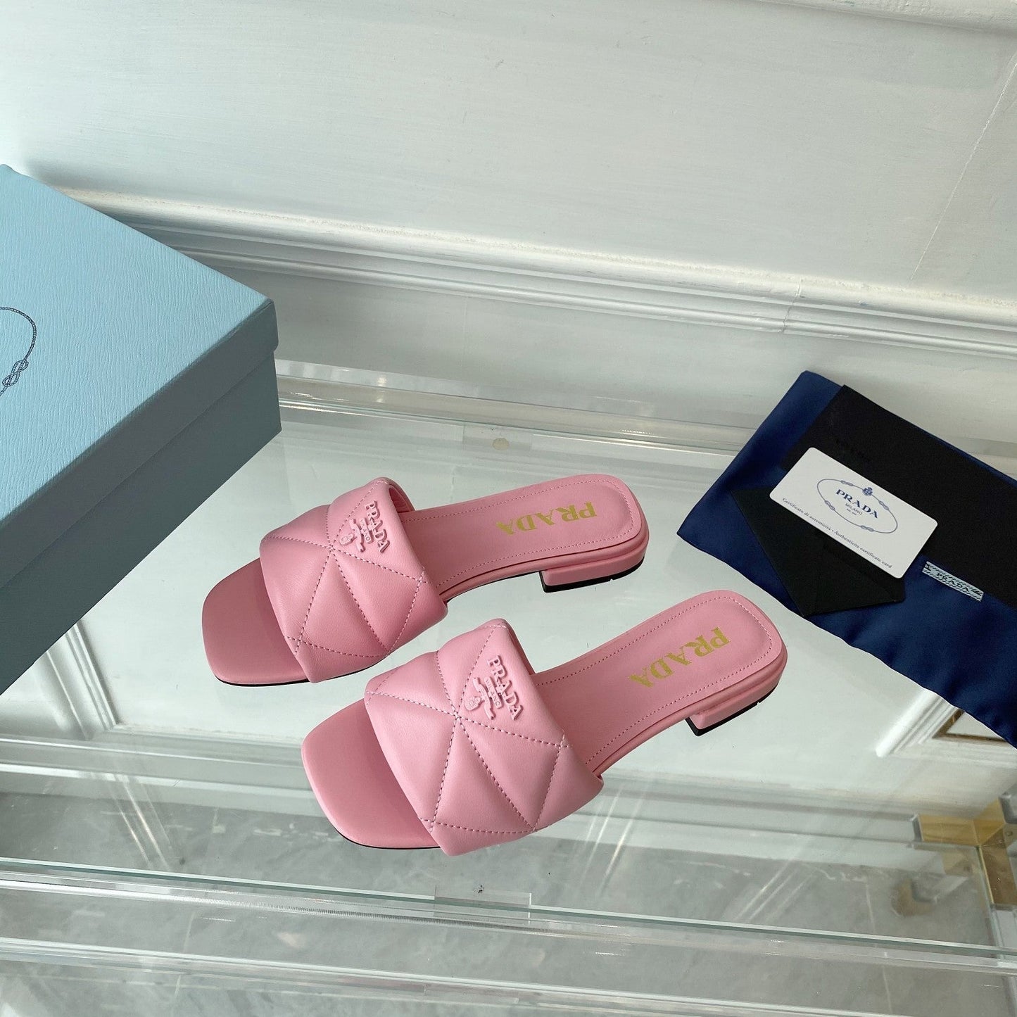 Luxury PradaSlide 25 Quilted Pink leather
