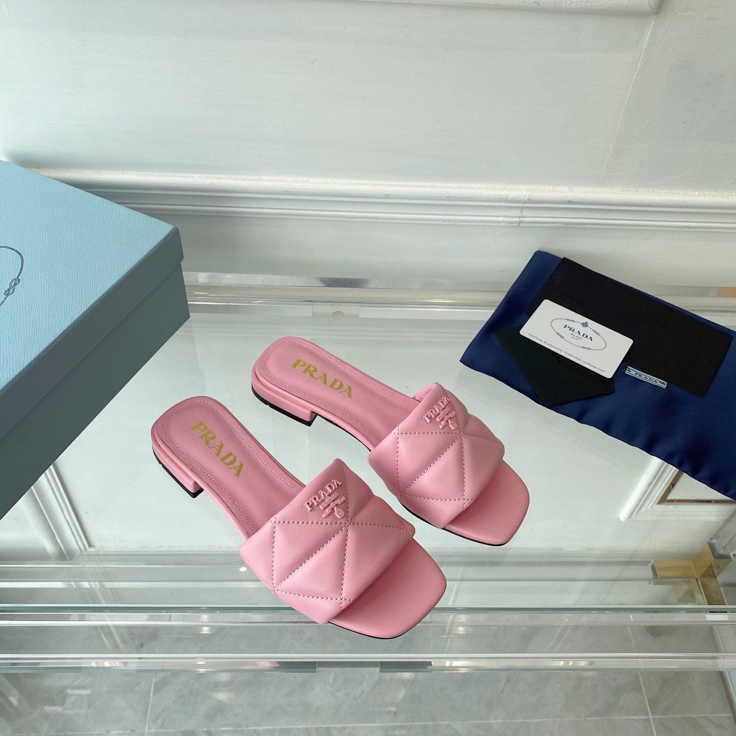 Luxury PradaSlide 25 Quilted Pink leather